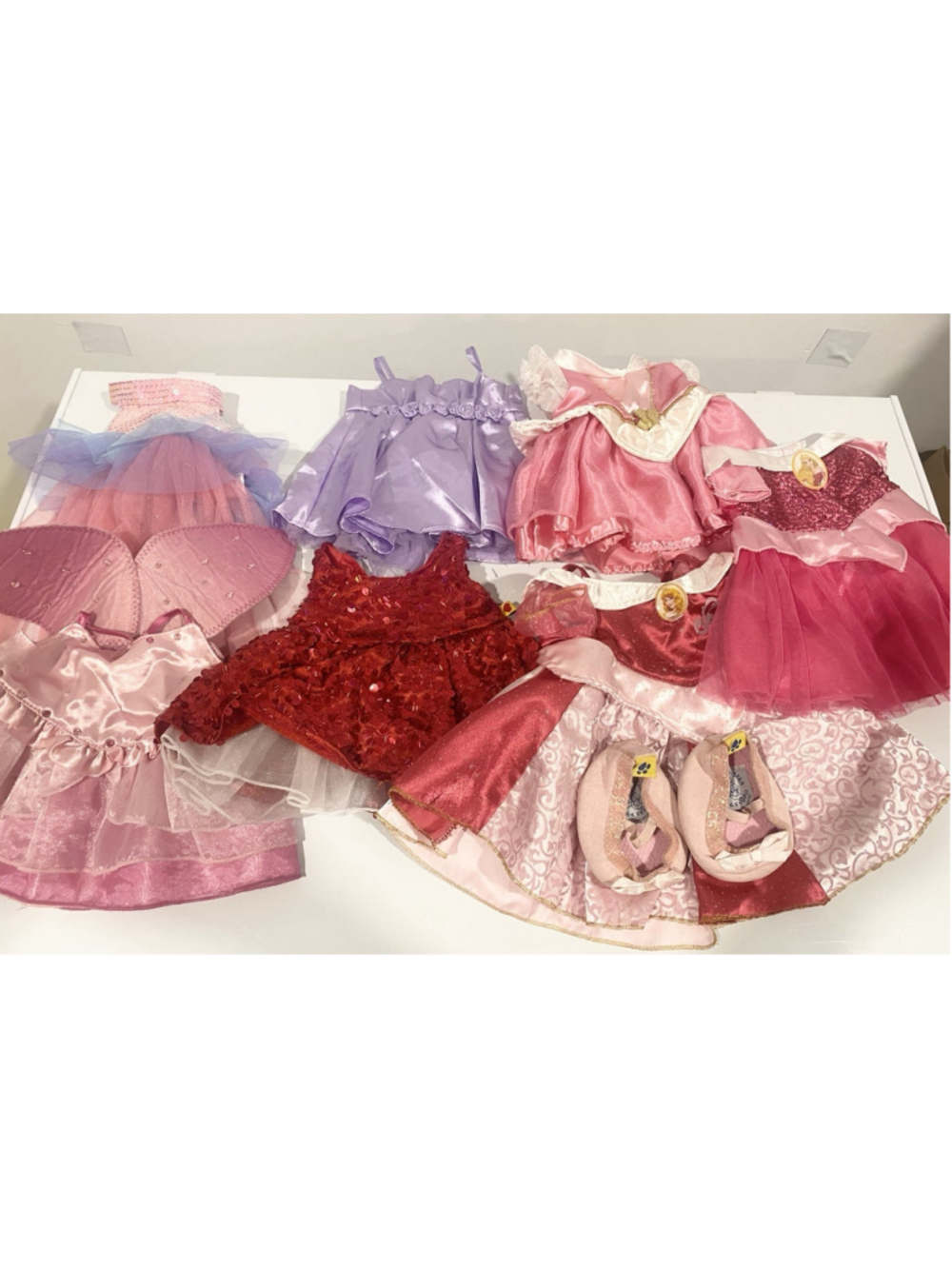 Build A Bear BABW Clothing Lot 7 Princess Fancy Dresses Disney Aurora + Shoes